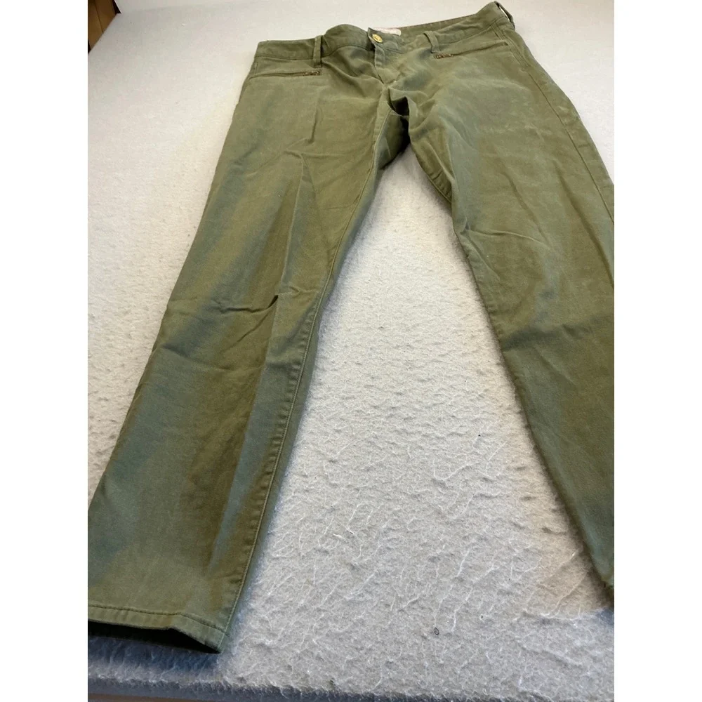 Banana Republic Pants Womens‎ 8A Green Twill Zip Leg Skinny Whispering Pine